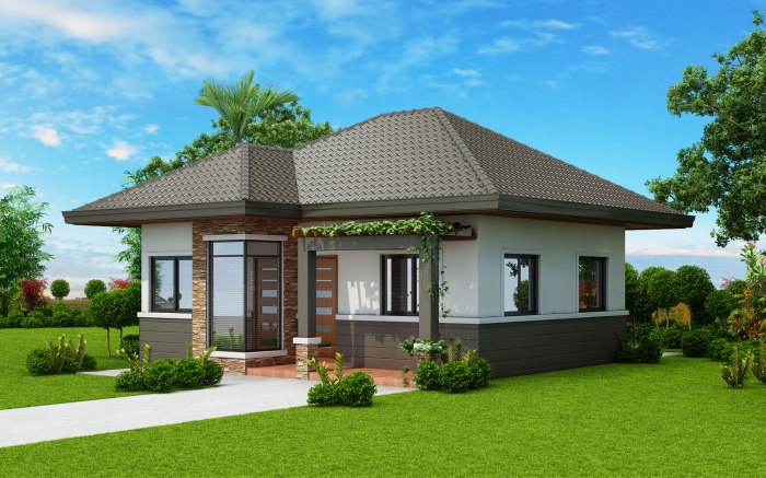 Desain rumah luas 64m ada 2 kamar