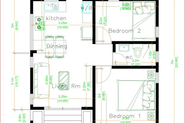 Desain rumah lahan 7 x 7