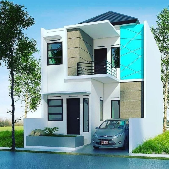 Desain rumah kopel dua lantai minimalis