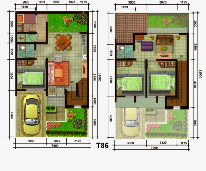 Desain rumah lantai 7 x 10 meter